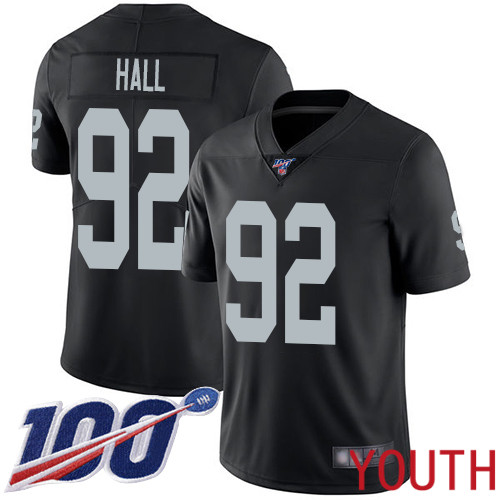 Oakland Raiders Limited Black Youth P J  Hall Home Jersey NFL Football #92 100th Season Vapor Untouchable Jersey